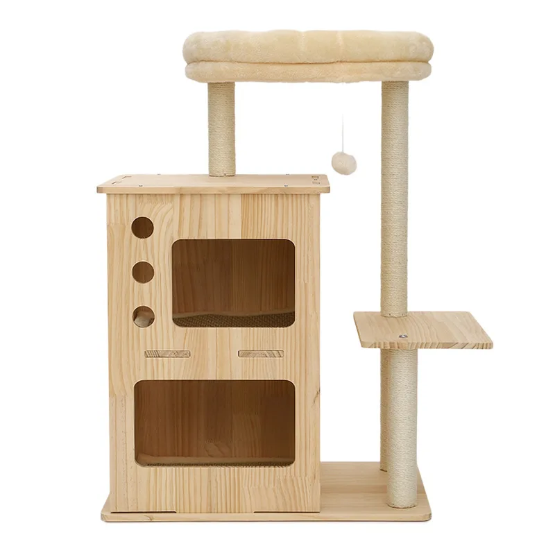 

Solid wood, cat climbing frame, household, small apartment, scratching board, integrated, nest