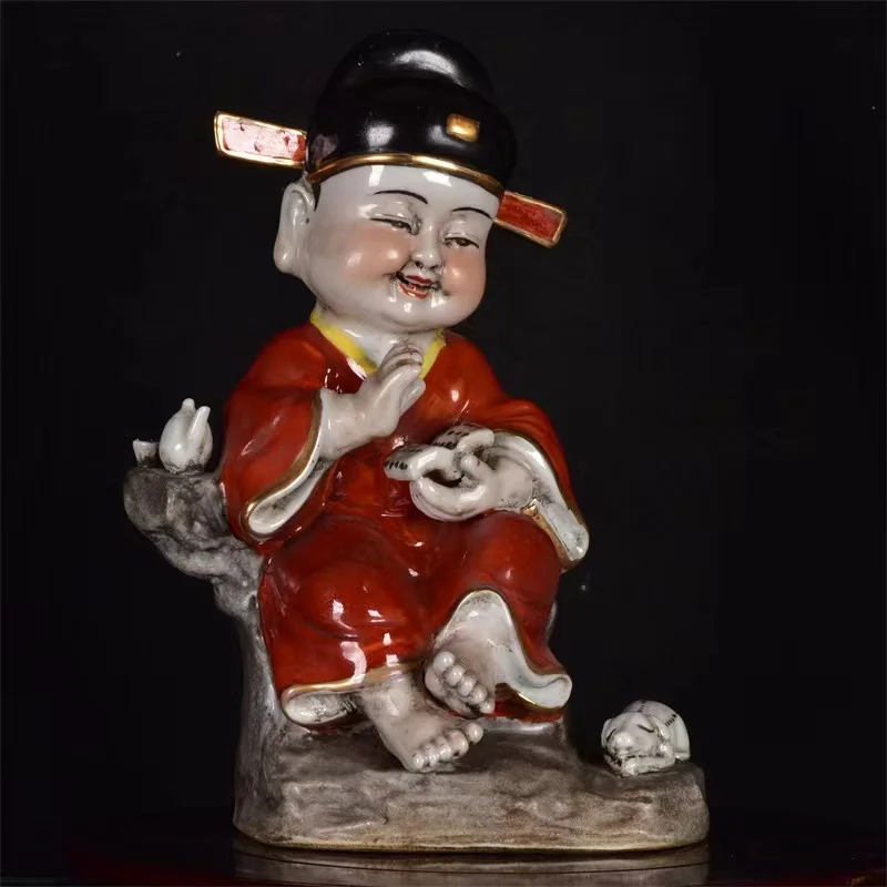 Antique QingDynasty porcelain statue,Academician of Arts sculpture,painted crafts,Decoration,Collection&Adornment,Free shipping