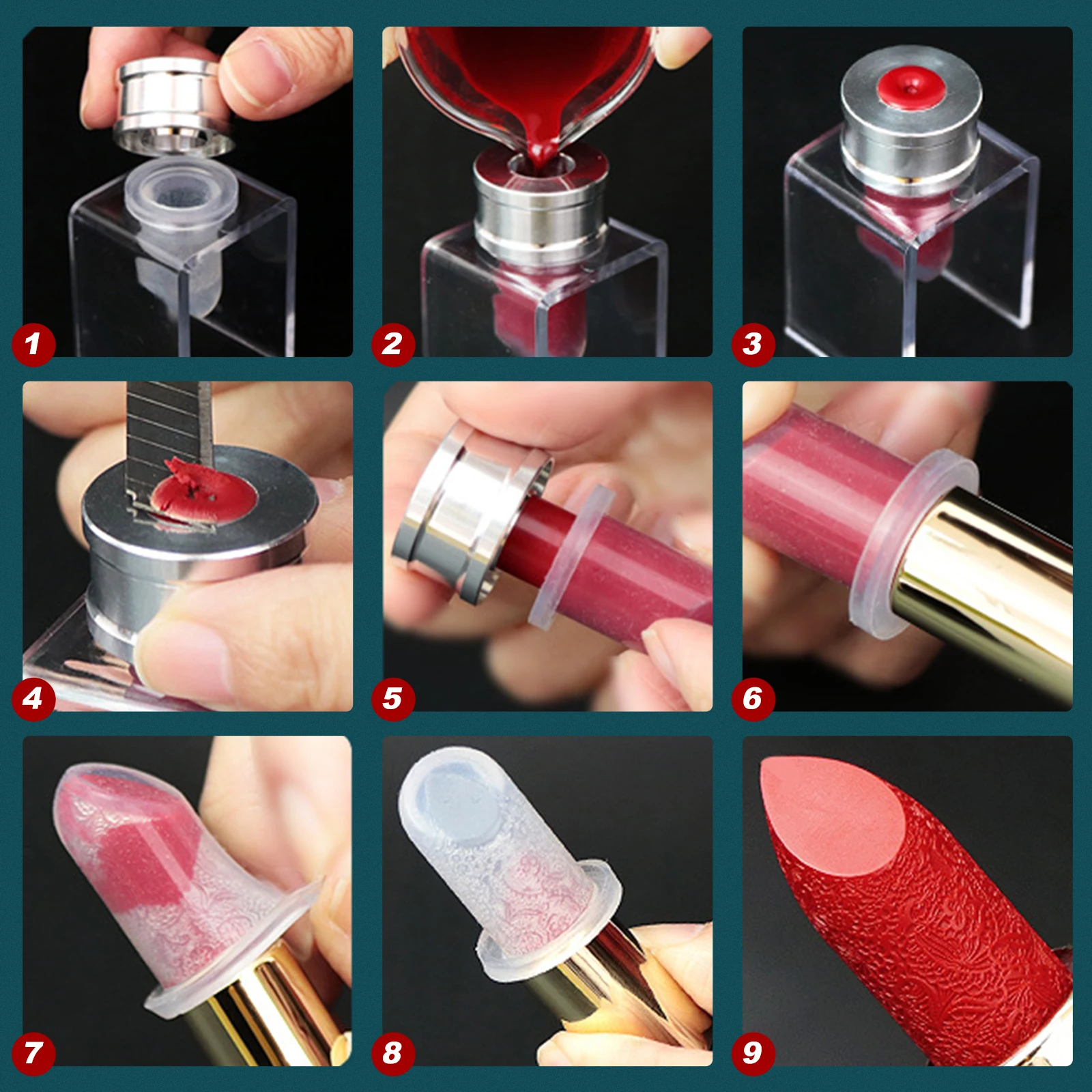

4pcs Diy Silicone Set Reusable Lipstick Self- Made Lipstick Mold Making Tool For Homemade Balm Projects Lip Balm Diy Mold