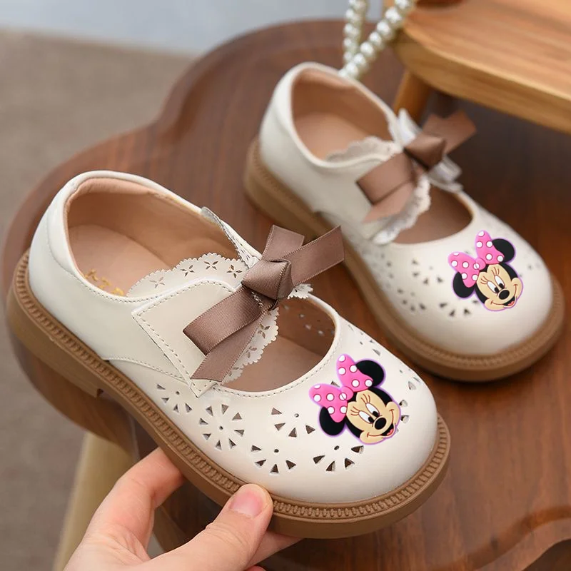 

Disney Mickey Mouse Leather Shoes Children Princess Sandals Soft Sole New Spring Summer Girl Summer Cutout Fashion Toddler Shoes