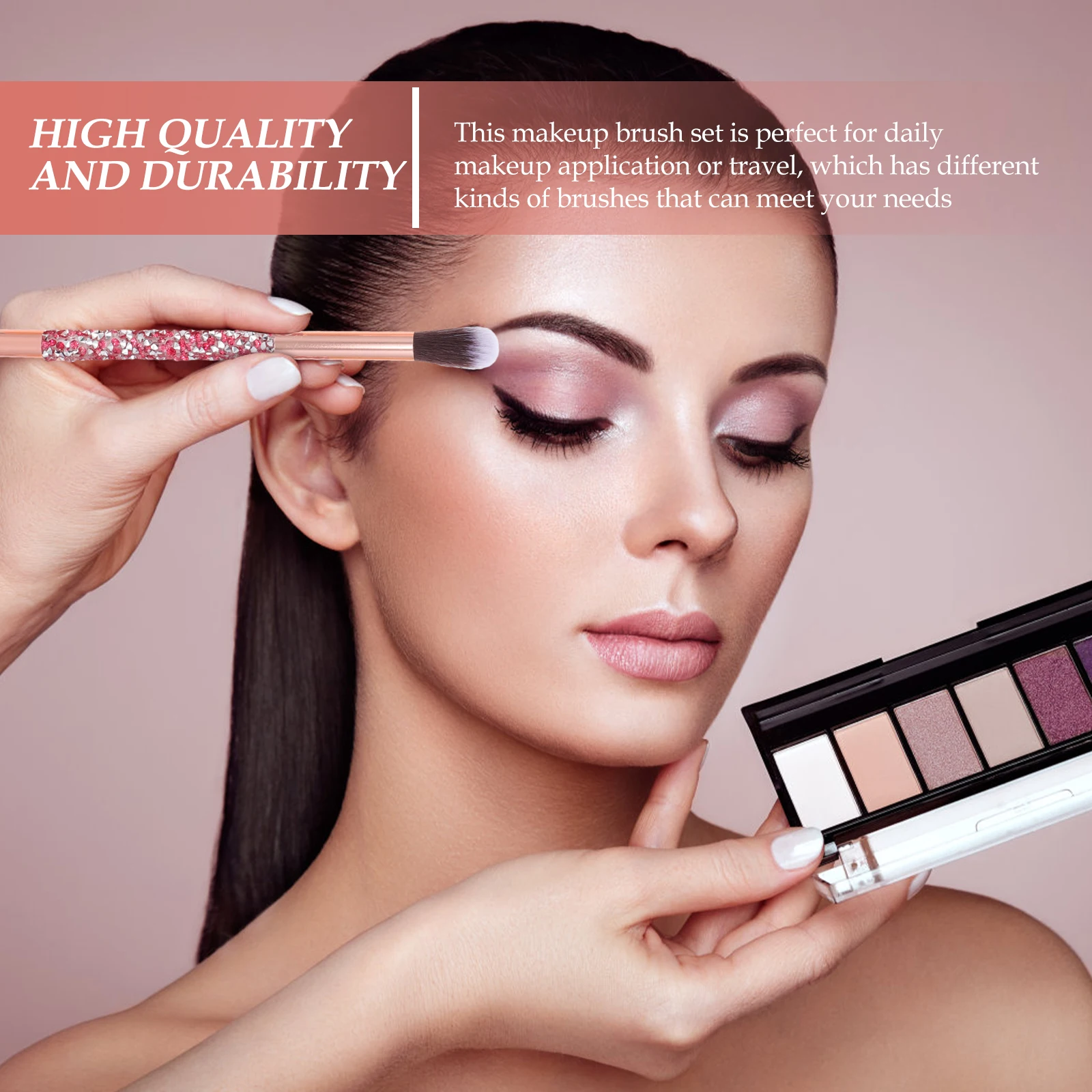 

1Set Rhinestone Makeup Brush Set Portable Artificial Fiber Supple Blush Loose Powder Applicator Professional Women Makeup