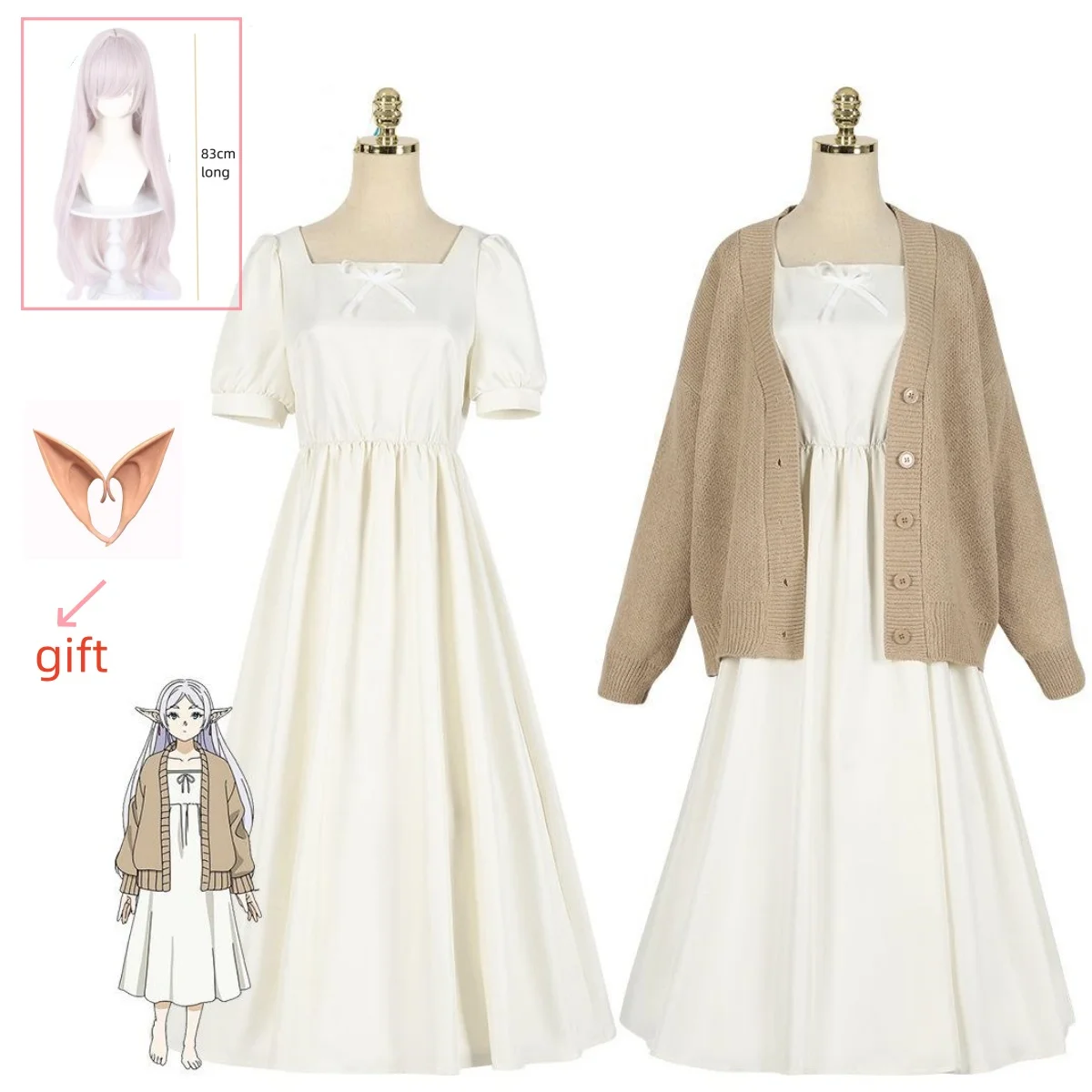 

Anime Frieren Beyond Journey's End Frieren Cosplay Costume Wig Dress Sweaters Halloween Party Costume Women Convention Outfits