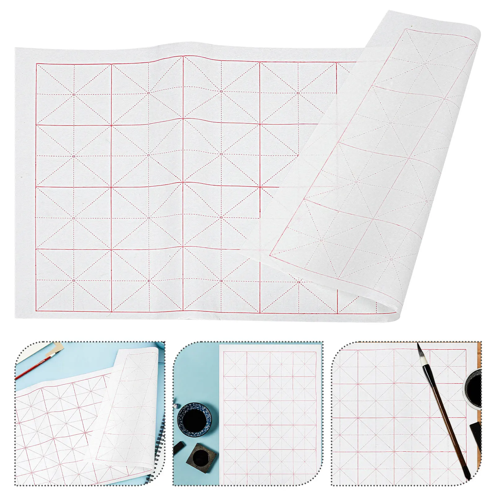 100-fogli-di-carta-xuan-per-calligrafia-cinese-carta-di-riso-semi-lavorata-per-principianti-con-griglia-resistente-per-scrittura-a-pennello