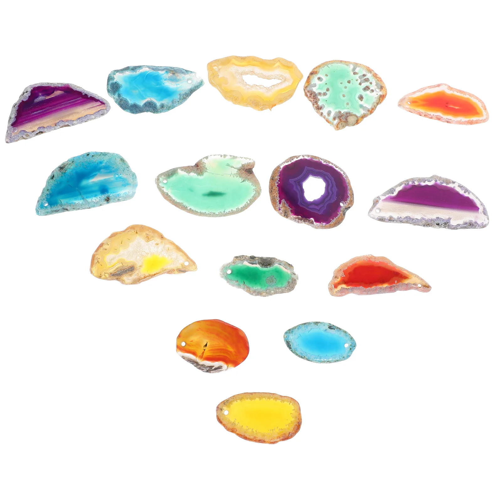 15pcs Colorful Agate Slices Natural Stone For Diy Pendant Wind Bell Decor Craft Jewelry Making Kit Wedding Centerpiece