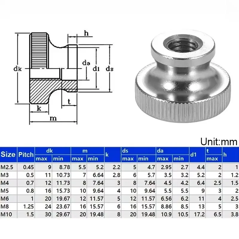 1-5Pcs GB806 304 Stainless Steel M3 M4 M5 M6 M8 M10 M12 Adjust Leveling Knurled Hand Toolless Thumb Nut