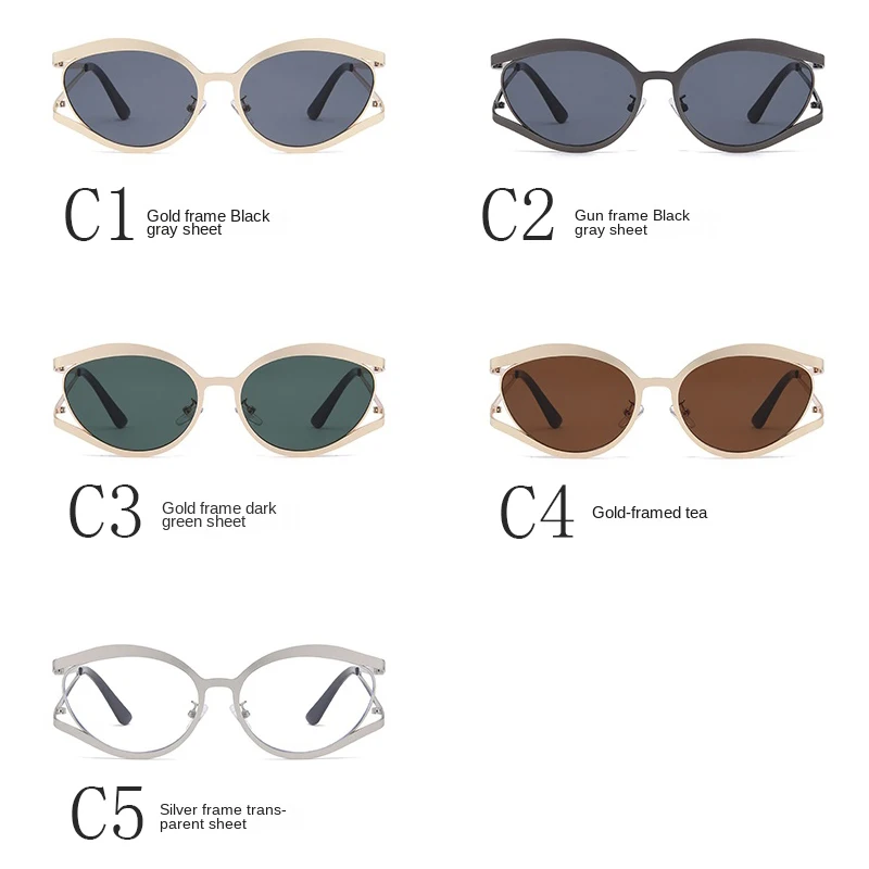 موضة عين القط النظارات الشمسية المعدنية النساء الرجال بسيطة النظارات الفاخرة الترفيه السفر نظارات شمسية سيدة رجل UV400 نظارات واقية #5