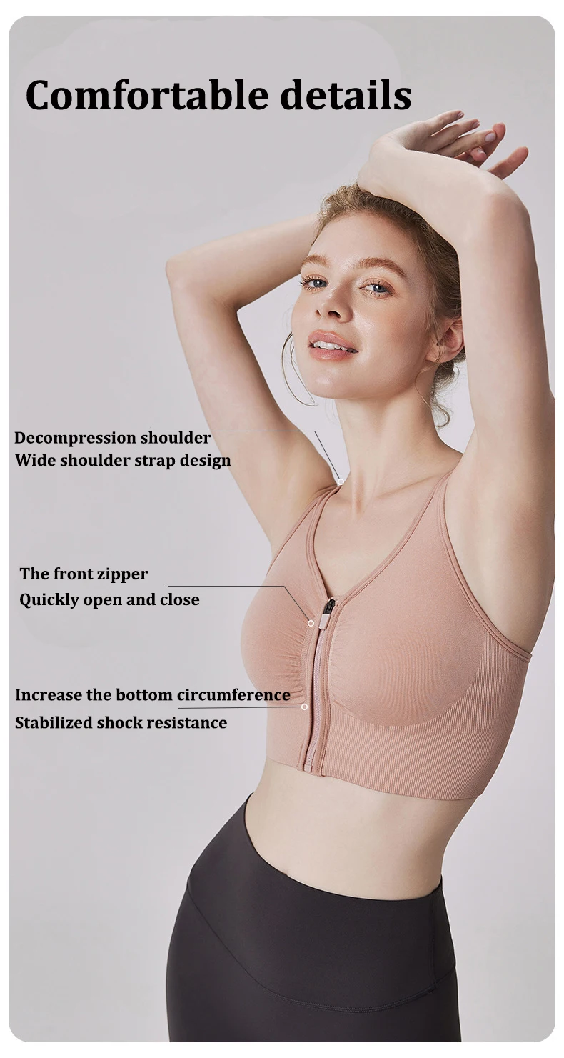 CZGUKE Damen Sport-BH mit Reißverschluss, Plus Size, stoßfester BH, Damen Yoga-Lauf-Fitness-BH, Damen-Unterwäsche – Detail 9