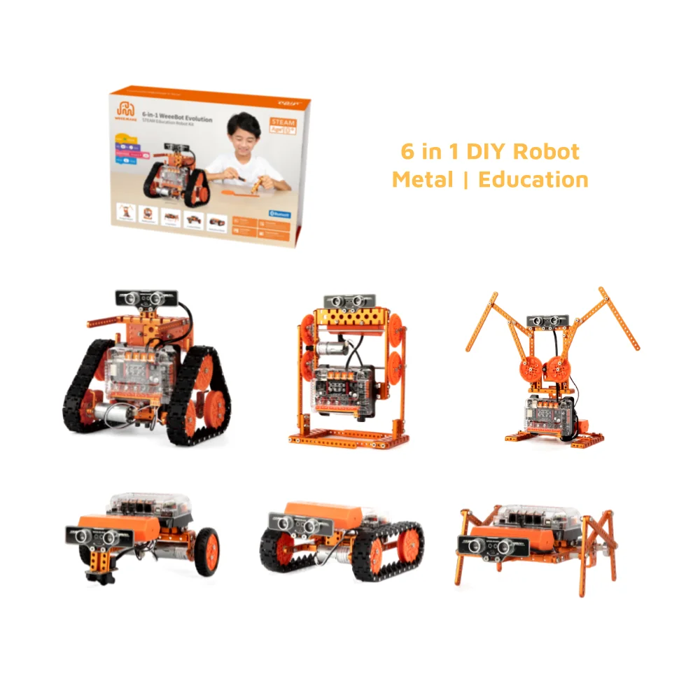 Metal 6 In 1 Stem Coding Remote Control Following Assembly Chassis App Educational Robots Learning Kit