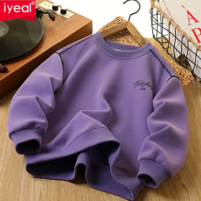 

Свитшоты IYEAL для мальчиков, весенние модные топы для учащихся средней школы, пуловеры для девочек-подростков, весенняя одежда