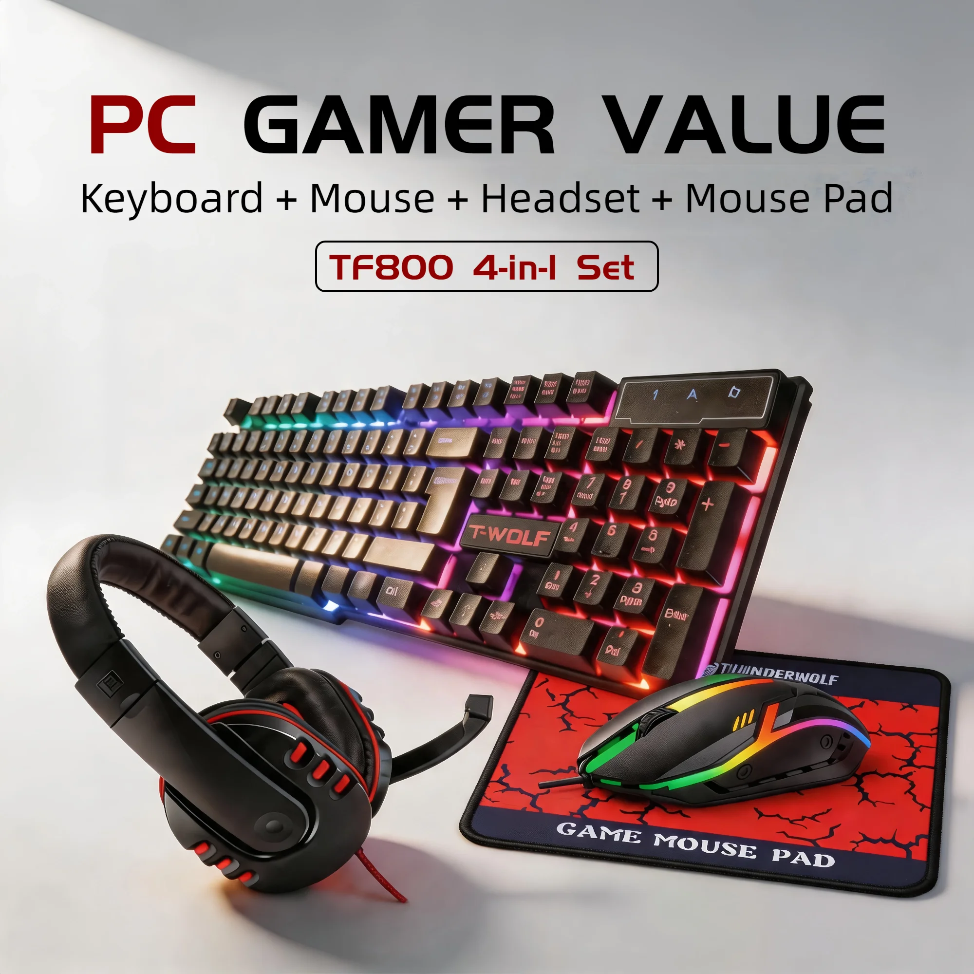 Gaming Headset Rgb - 4 in 1 Gaming Combo Set