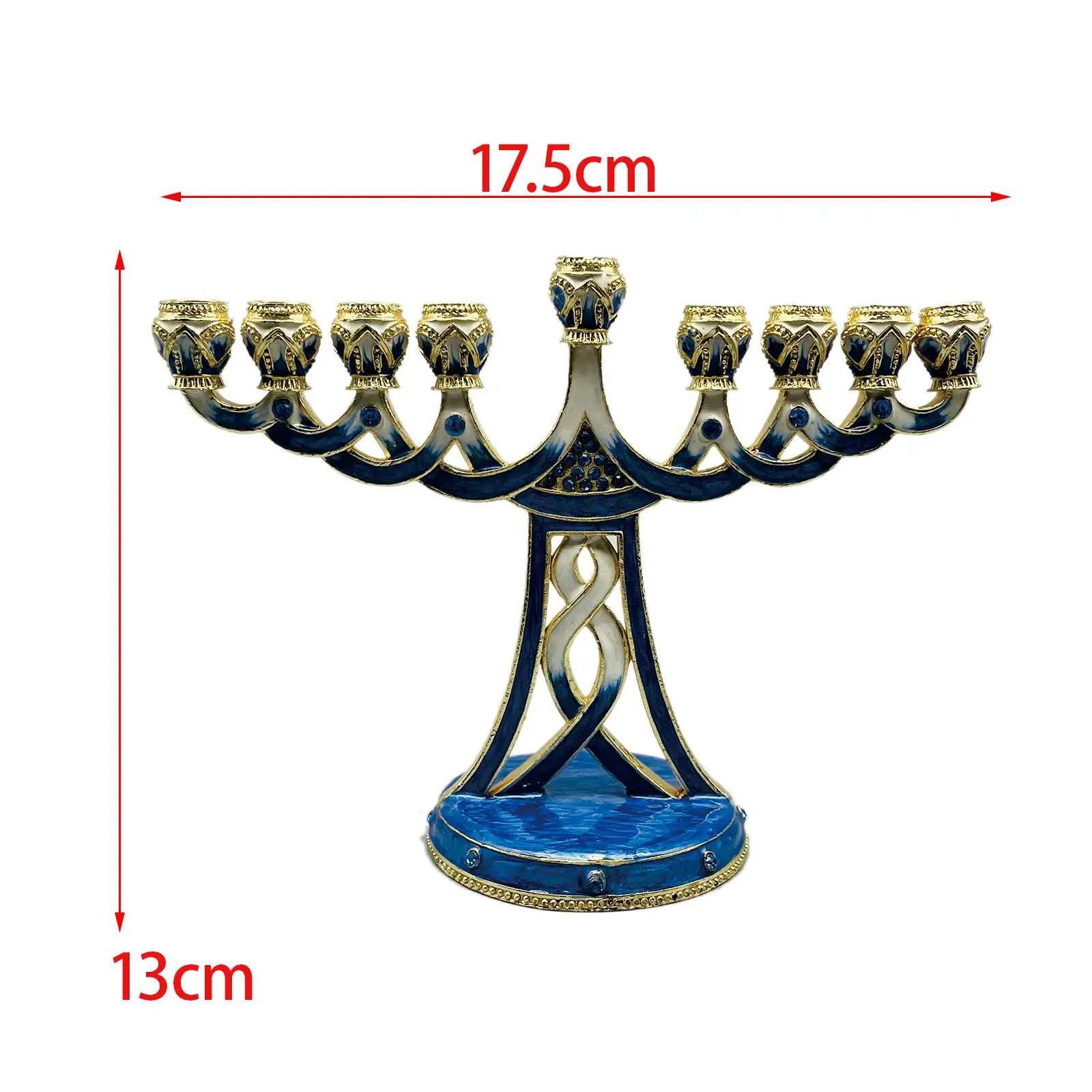 Enameled Menorah Candle Holder Antique 9 Branch Alloy Candlestick for Hanukkah Party Table Centerpiece Enameled Menorah Candle Holder Antique 9 Branch Alloy Candlestick for Hanukkah Party Table Centerpiece