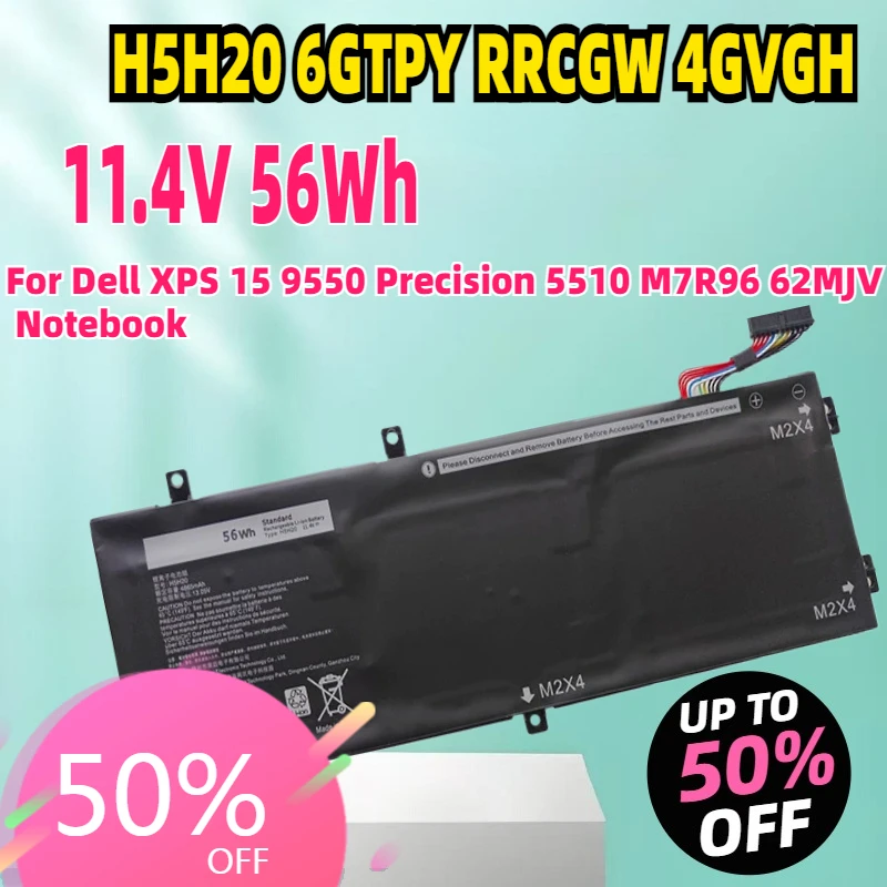 

Новый литий-ионный аккумулятор для ноутбука RRCGW 11,4 В 56 Втч для ноутбука Dell XPS 15 9550 Precision 5510 M7R96 62MJV