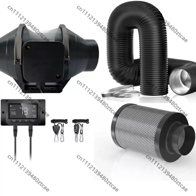 Household Certified Ventilation Duct Fan With Carbon Canister Filter Set, Air Purifying Inline Duct Ventilator Filter Kit