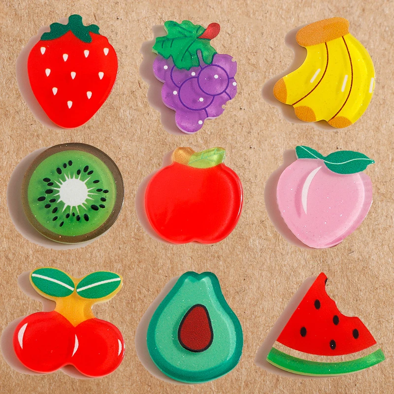 10pcs Mix Lovely Fruit Strawberry Banana Pear Flatback Cabochon Scrapbook Crafts for DIY Hairpin Brooch Embellishments Accessory