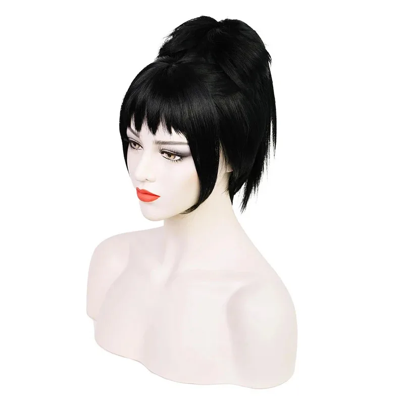 

Lydia Cosplay Black Wig Heat Resistant Synthetic Hair Movie Bettle Costume Accessories Women Carnival Halloween Party Props rlu;