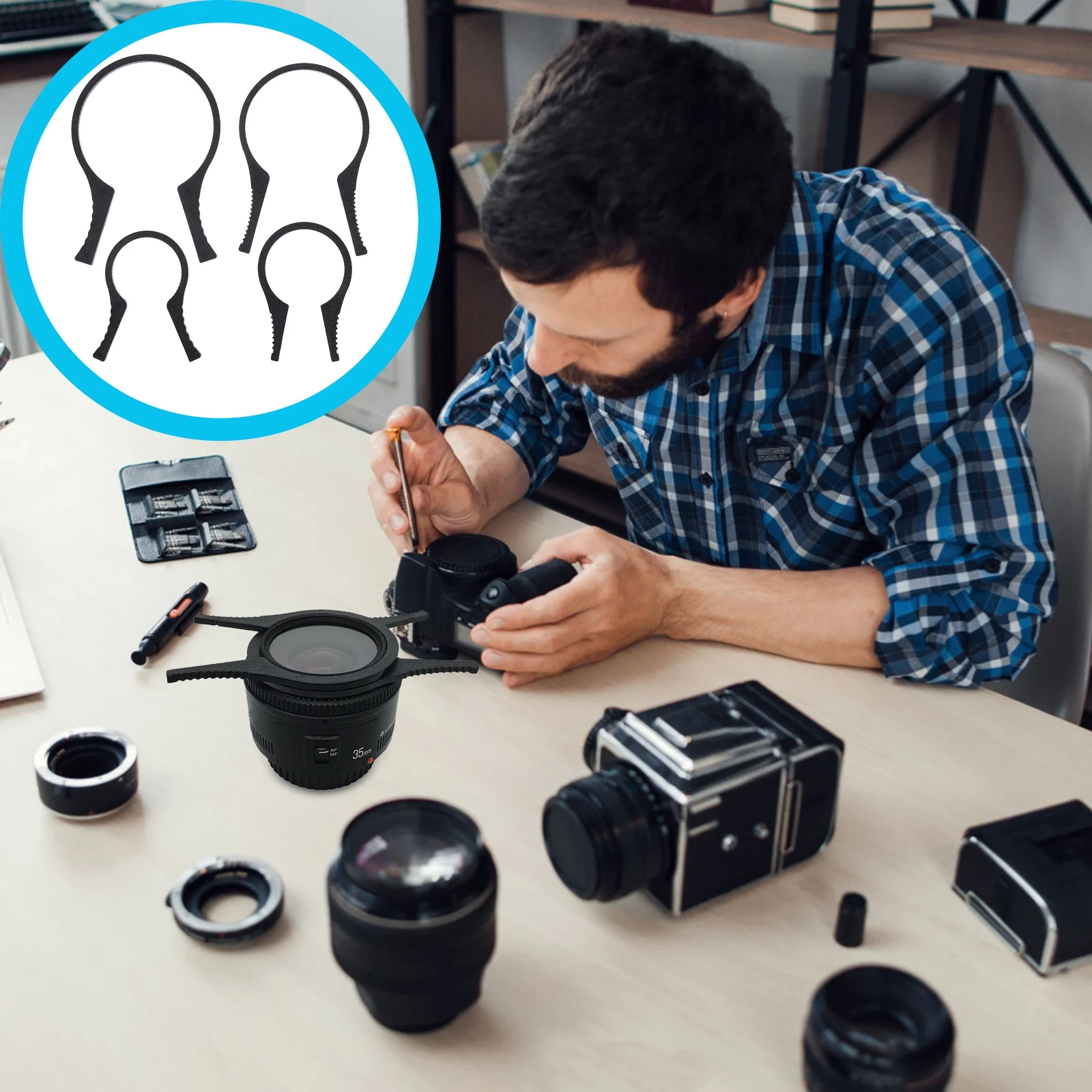 

4Pcs Camera Lens Filter Wrench Plastic Set Compatible with 37mm-95mm Uv Cpl Nd Filter Remover Tool for Camera Lens