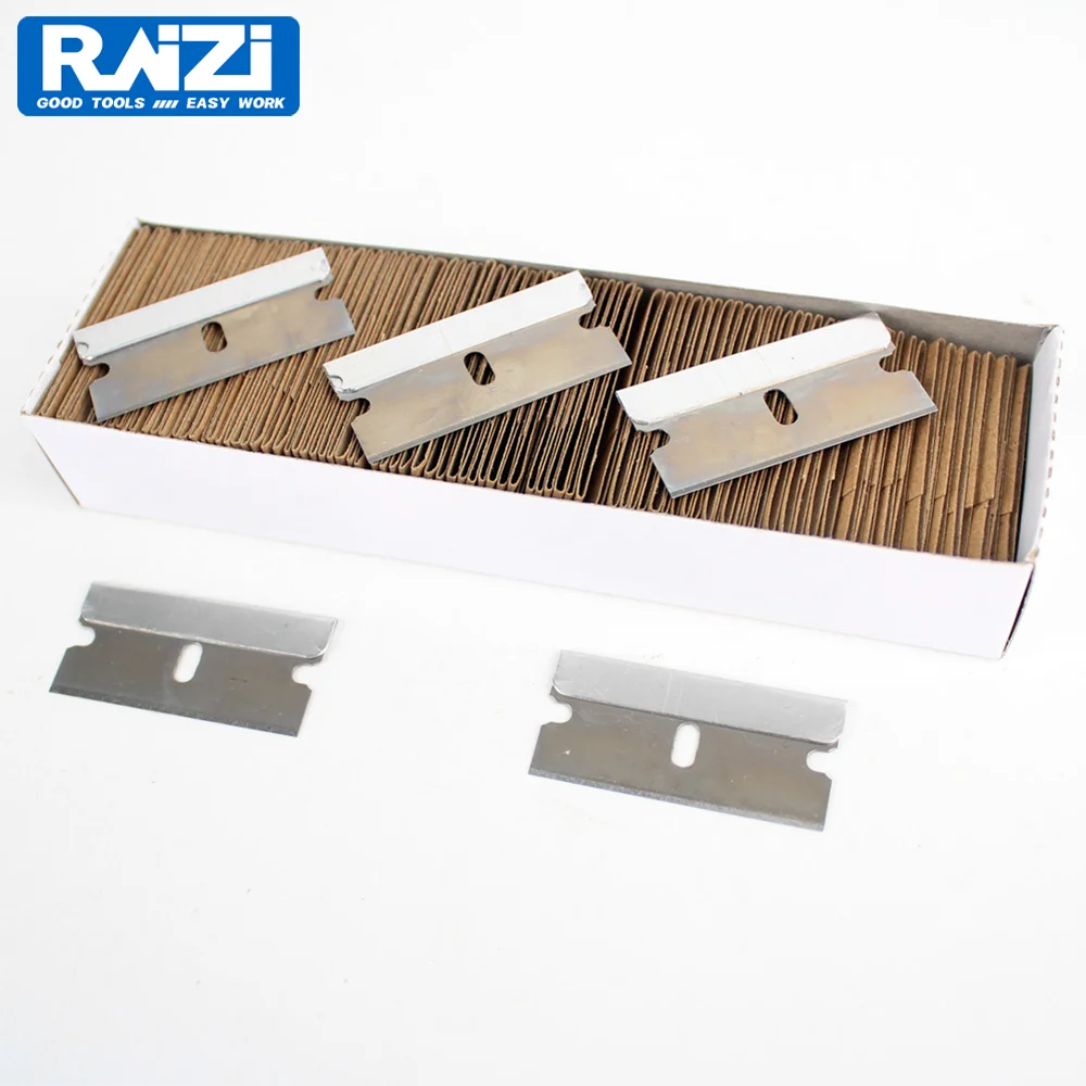 Raizi 100 pz/lotto lame di rasoio a bordo singolo in acciaio al carbonio di sicurezza per adesivi pala pulita per la rimozione della colla del vecchio Film