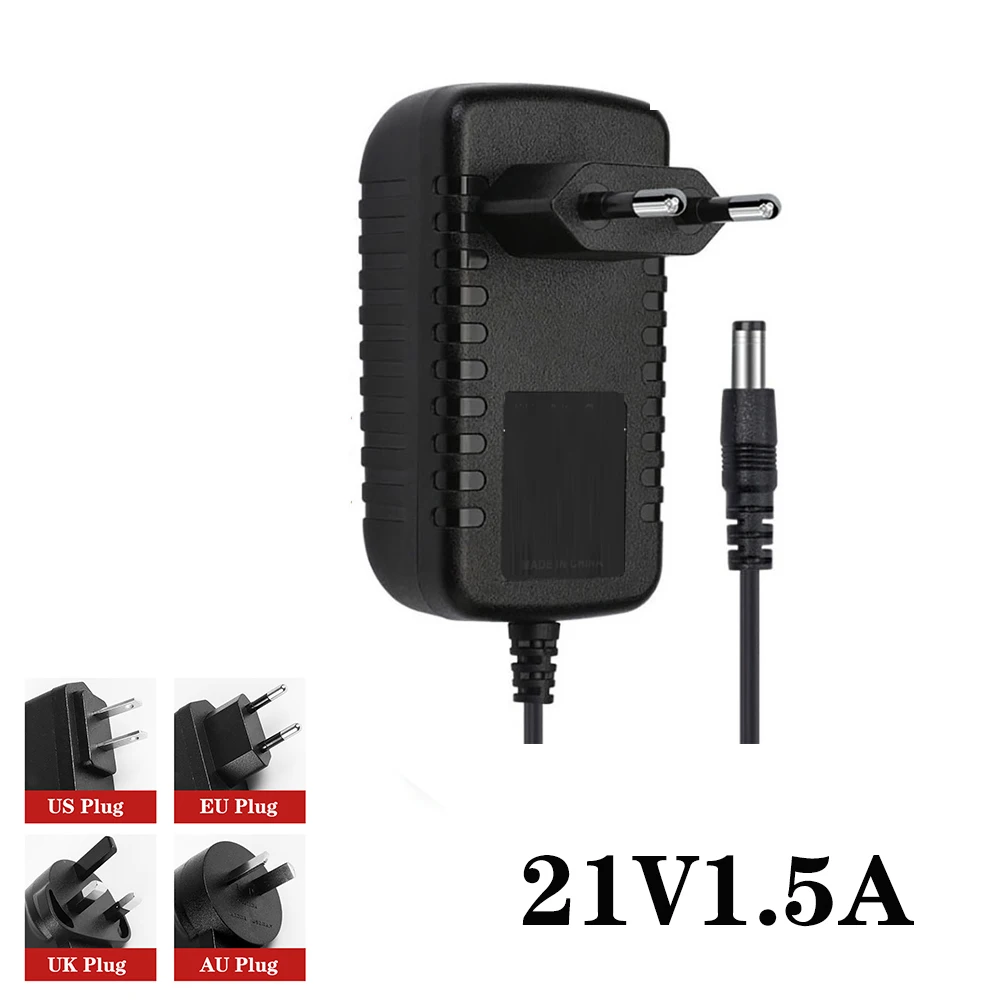 AC/DC Power Adapter 21V 1.5A  Battery Charger  For 5S 18650 Li-ion Lithium Battery Pack DC 5.5*2.5mm