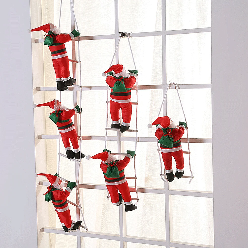 Christmas Decoration Santa Claus Climbing Ladder Ornament for Xmas Tree Home Decoration Hanging Doll Navidad New Year Gift Favor