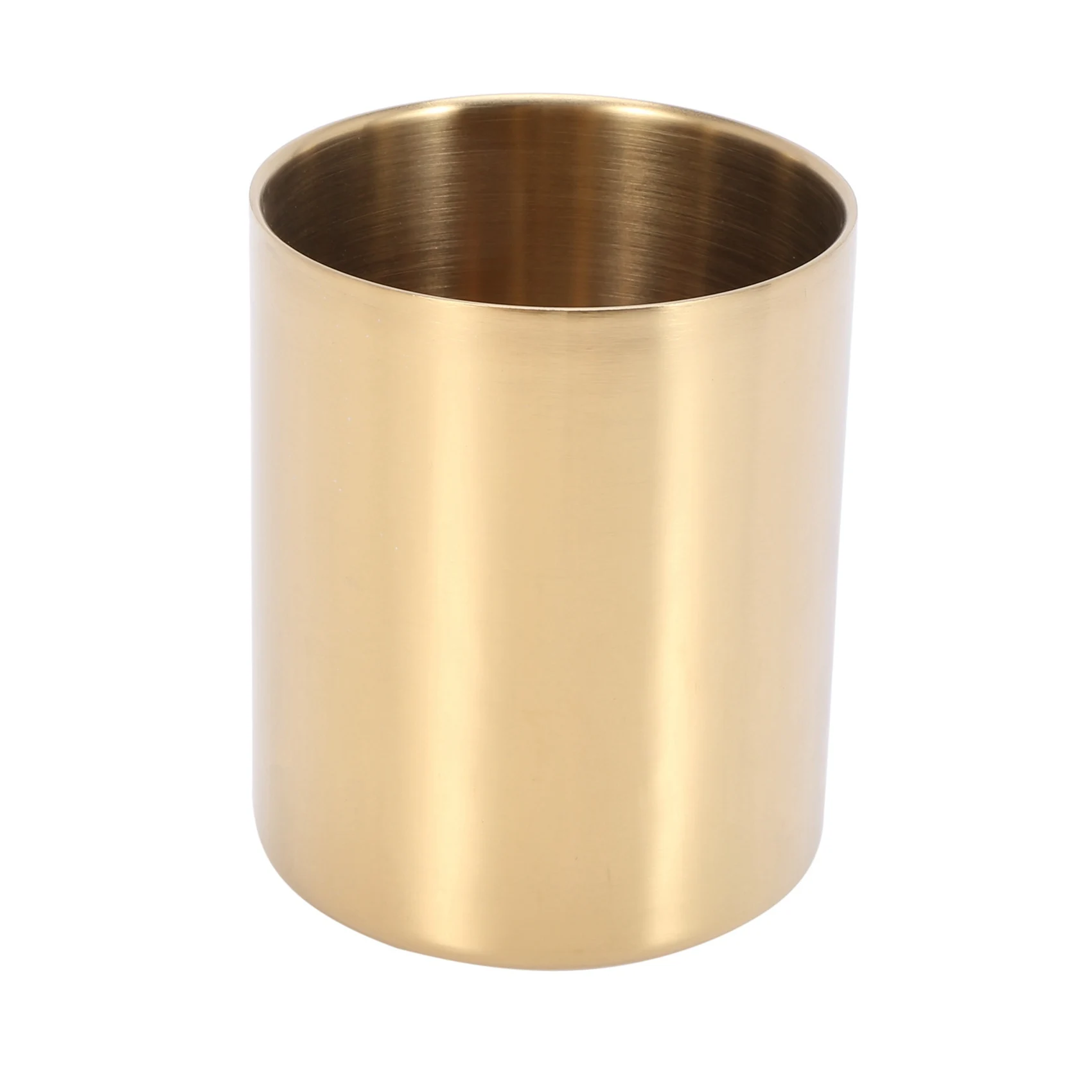 4-Piece Pencil Cup Holder Pen Pot Makeup Brushes Holder Desk Stationery Organizer Stainless Steel (Gold)