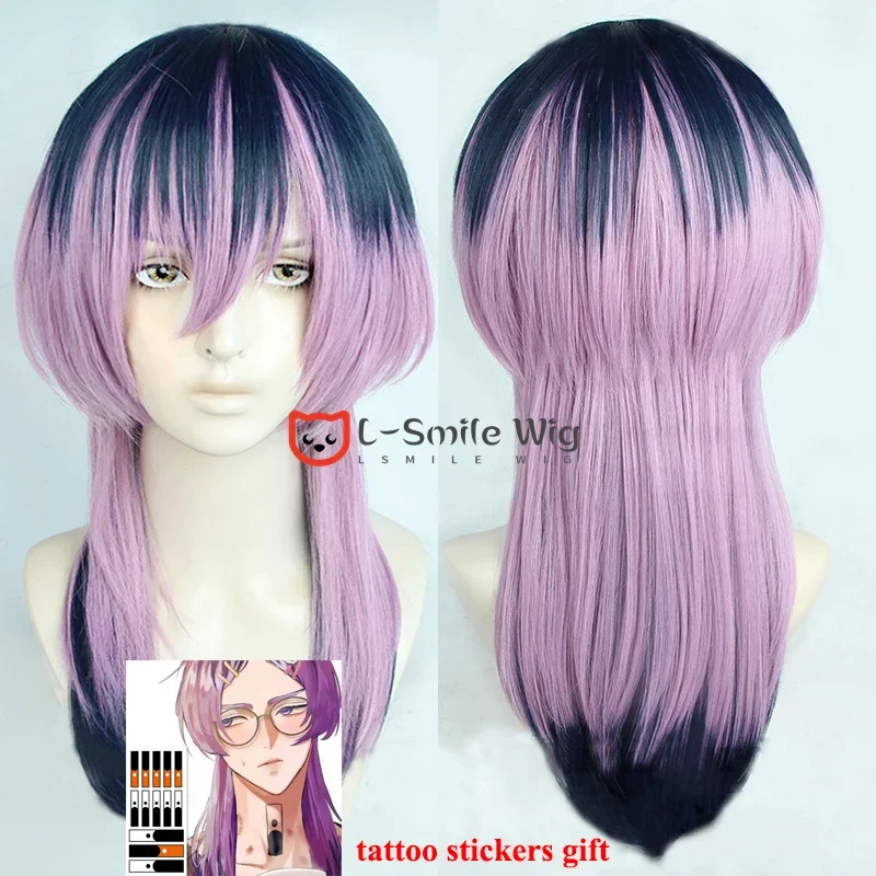 

Аниме Cos Haitani Rindou синий фиолетовый длинный парик для косплея термостойкий Хэллоуин вечерние татуировки наклейки парики шапочка для парика