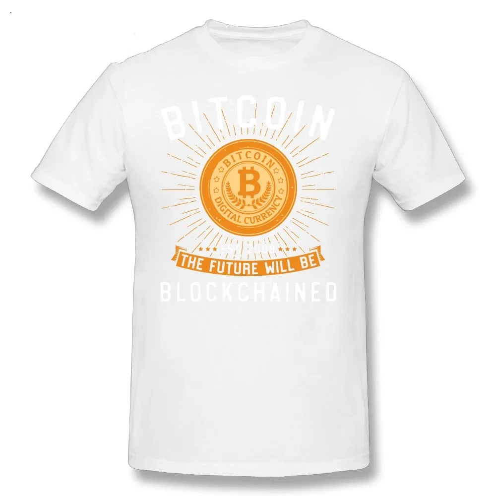 Men Tee Shirt Normal T Shirt Bitcoin The Future Will Be Blockchained 100% Cotton Fashionable Mens T-Shirt