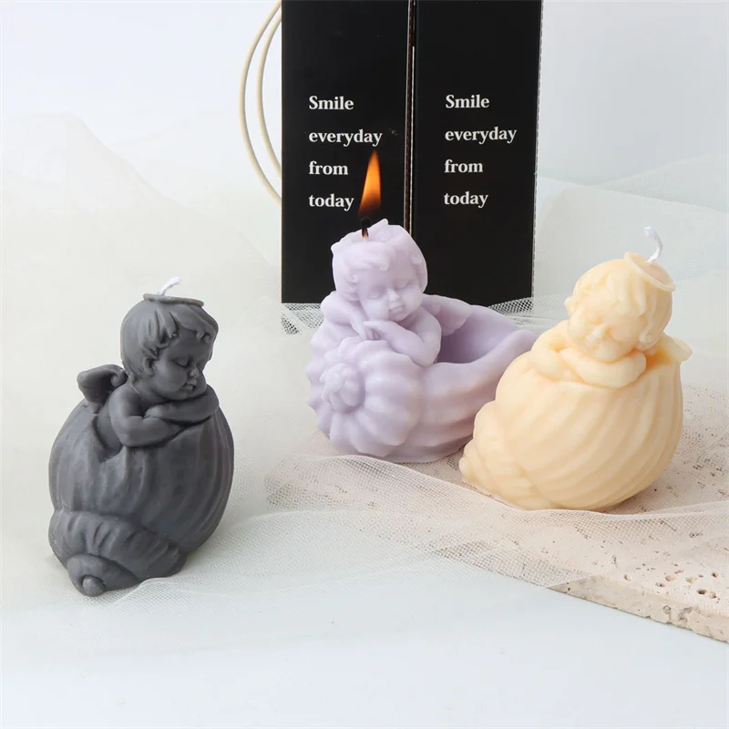 New Shell Angel Scented Candle Silicone Mold Winged Angel Cake Chocolate Ornament Mold Handmade Resin Soap Making Supplies Mould