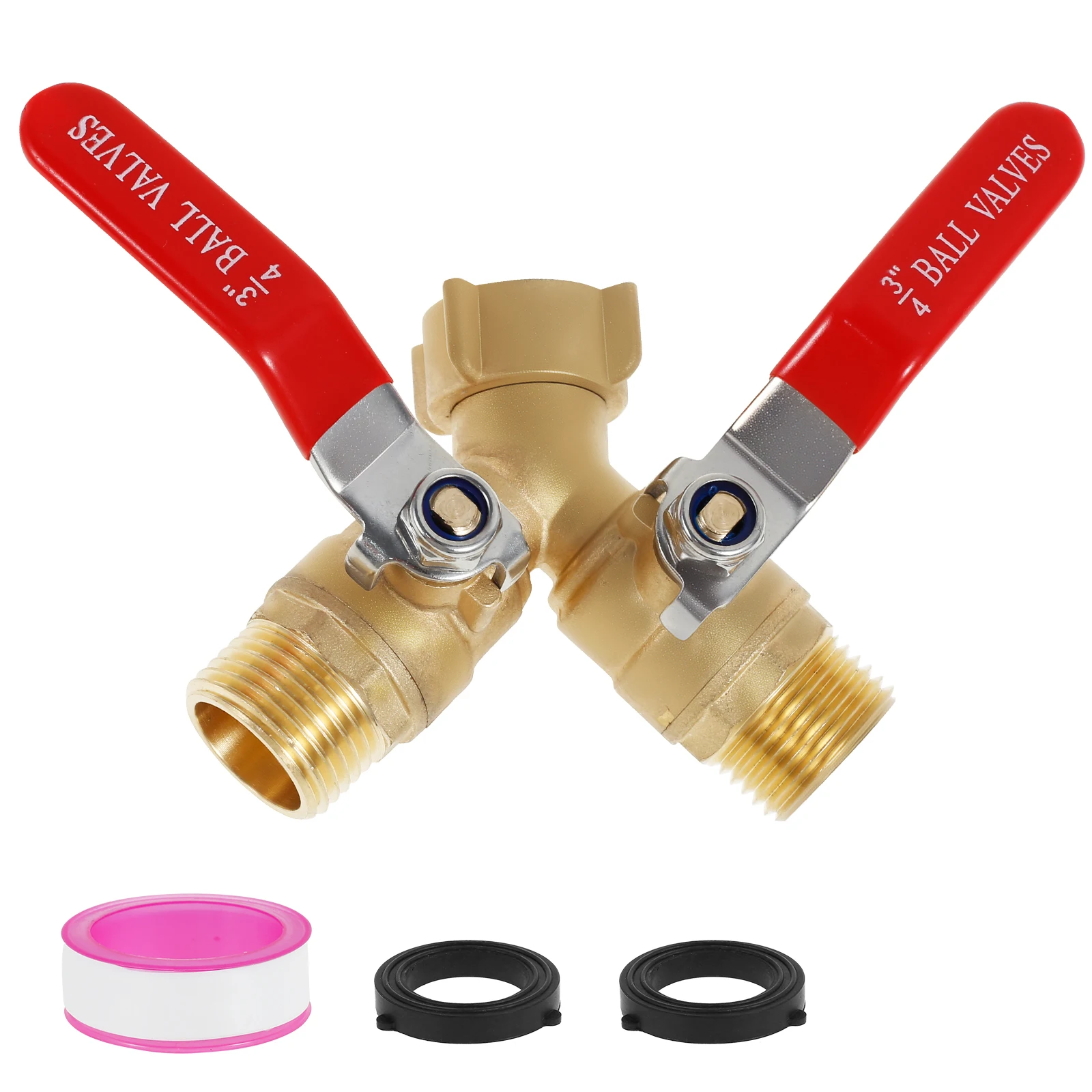 

Разветвитель шланга 2-ходовой латунный разветвитель садового шланга с длинной ручкой Открытый разветвитель шланга с полным расходом, Y-клапан 3/4 дюйма GHT