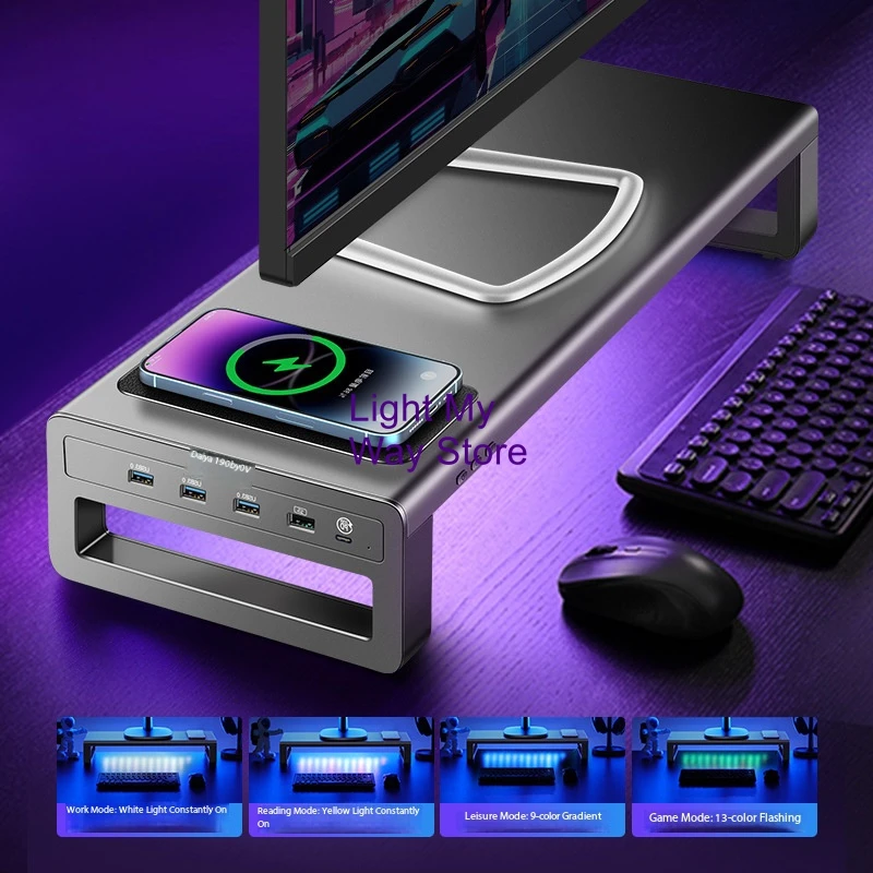 Metal Desk Organizer Stand for Desktop, Computer Monitor Riser