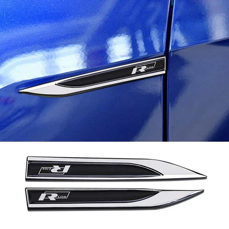 

New 2pcs 3D Metal Rline R line Logo Car Fender Side Wing Emblem Badge Sticker For VW Golf 7 MK7 Golf 6 MK6 Tiguan Polo CC Jetta