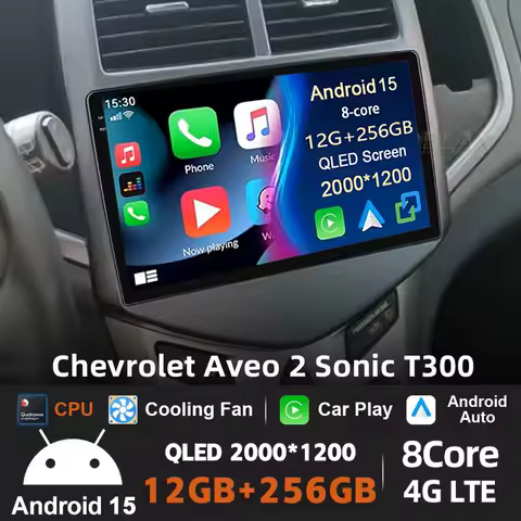 Android 15 Carplay Auto 2K Screen Car Radio Video Multimedia Player For Chevrolet AVEO Sonic 2011 - 2013 2 din Autoradio Stereo