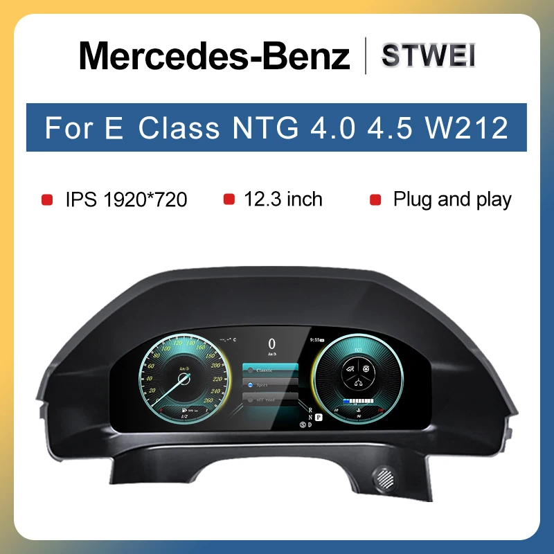 

For Mercedes Benz E class W212 NTG 4.5 4.0 Car LCD Dashboard Digital Cluster instrument 12.3inch QLED Panel Linux System