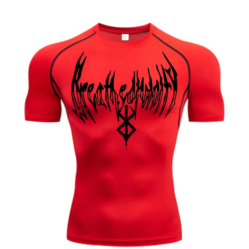 

Summer quick Drying Breathing Divine Compression Shirt men Short Sleeved Top muscle gym fitness street Y2K sport running T shirt
