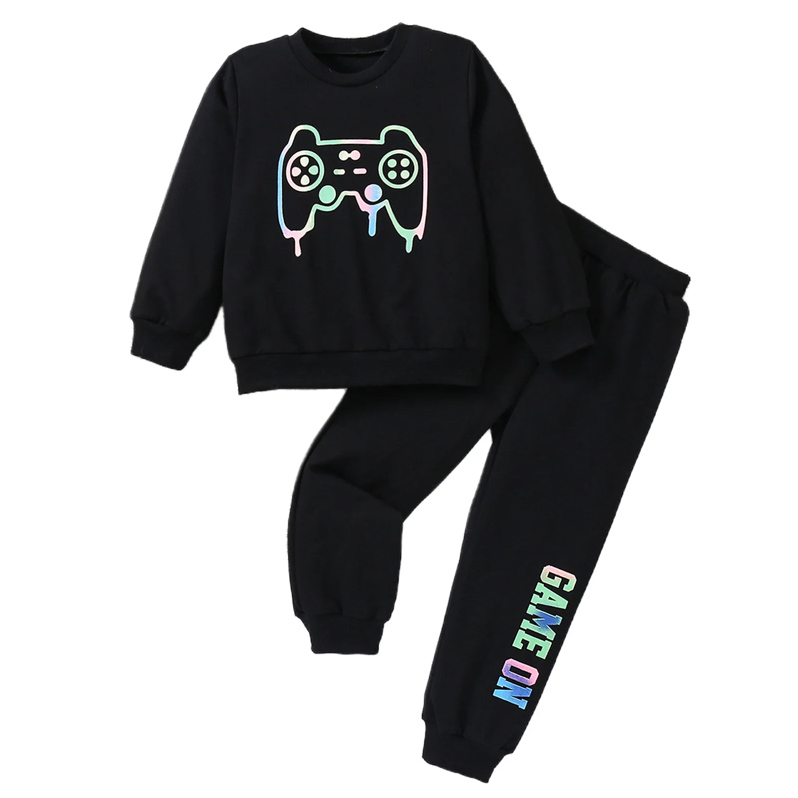 

Spring and Autumn printed game controller patterns for boys and girls trendy and fashionable round neck long sleeved sweatshirt