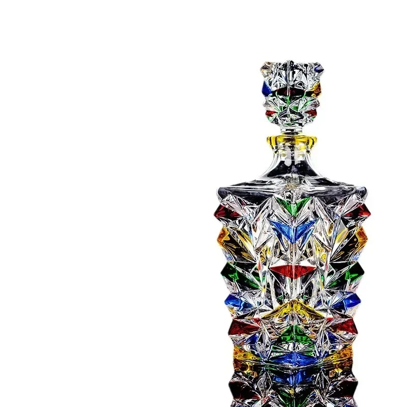 

Handicraft Color Hand-painted Foreign Wine Whiskey Bottle Crystal Glass Ice Crack Home Set