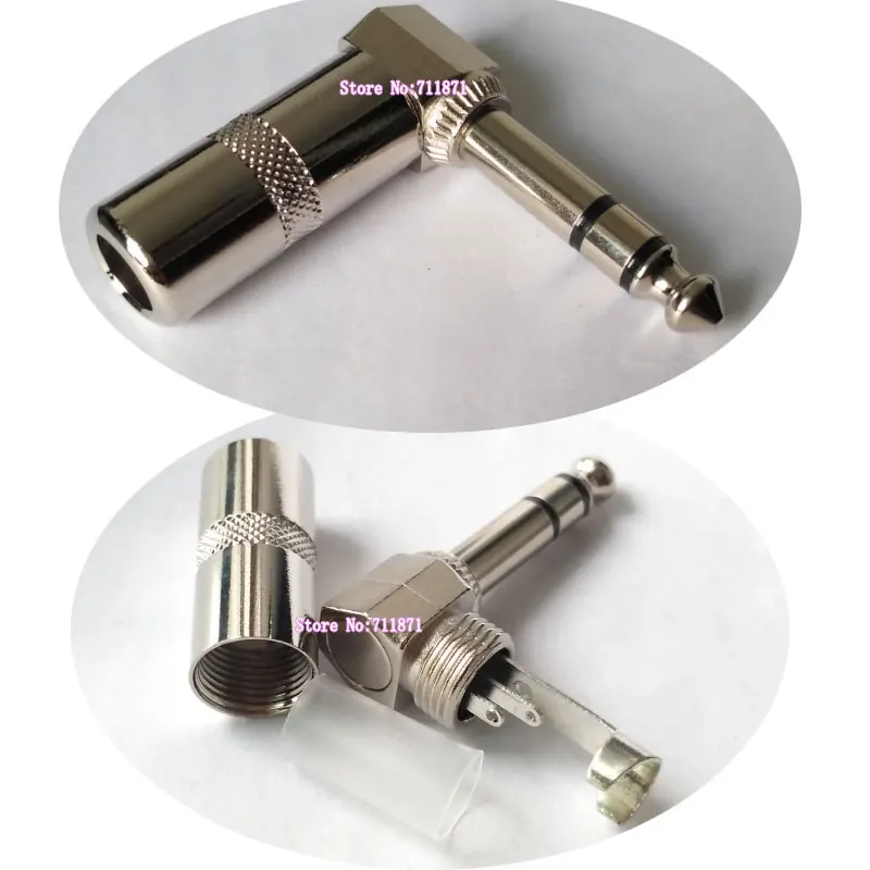 كابل صوت لحام بالزاوية اليمنى ، 1/4 TRS ، موصل محول 6.35 ، لحام 90 درجة ، صوت ستيريو ، TRS