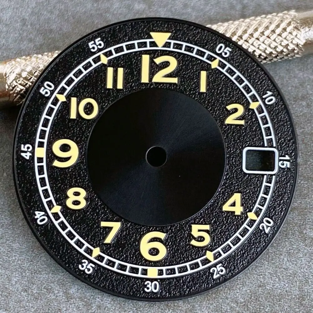 29mm Black Green Texture Super Luminous Dial Fit Japan NH35A NH36A Mens Watch