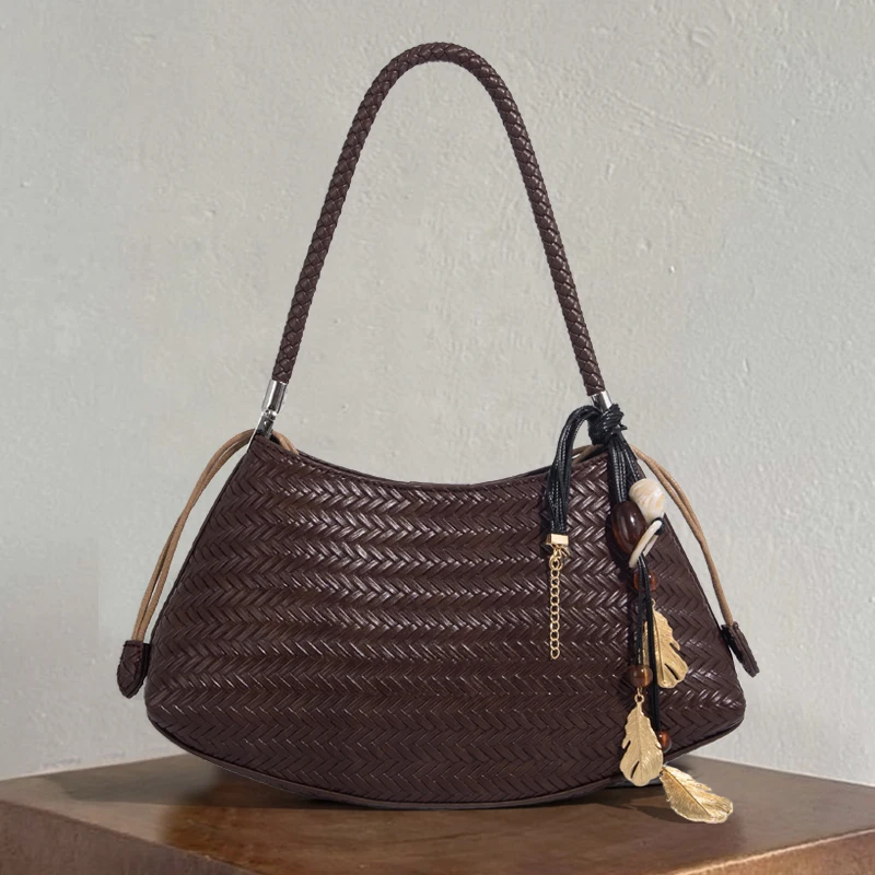 

Vintage Small Bags For Women Luxury Designer Handbag Purses 2025 New In PU Imitation Braided Embossed Pattern Underarm Shoulder
