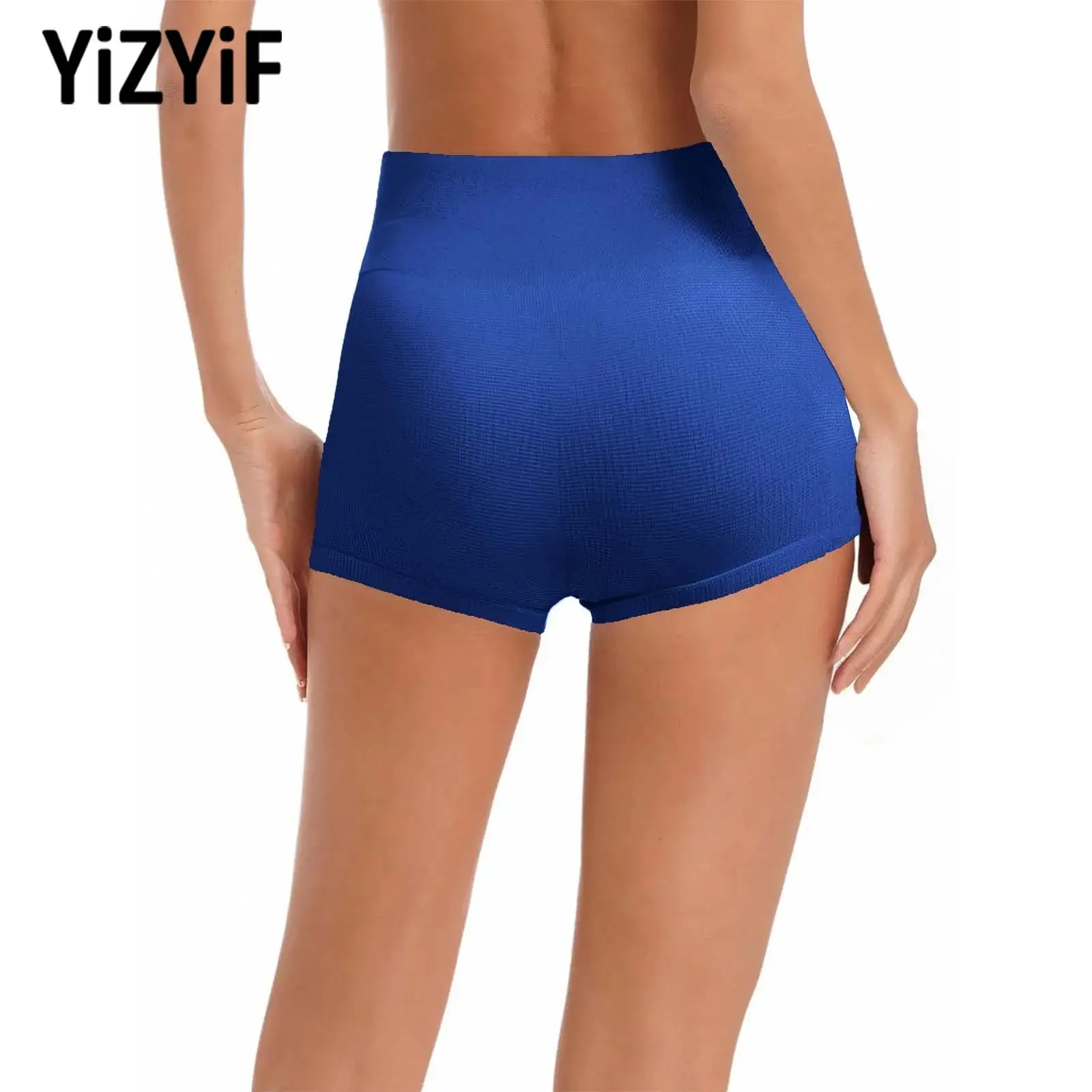 

Womens Stylish Shimmery Yoga Shorts Quickly Dry Tummy Control High Waist Stretchy Athletic Shorts for Running Workout Exercise