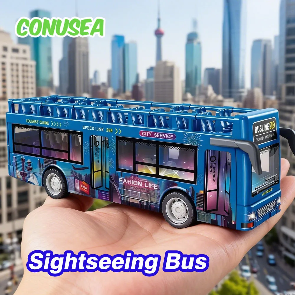 

Модель туристического автобуса, игрушки для детей, детские моделирующие транспортные средства, весы, открытие дверей со световым звуком, инерционный экскурсионный автомобиль