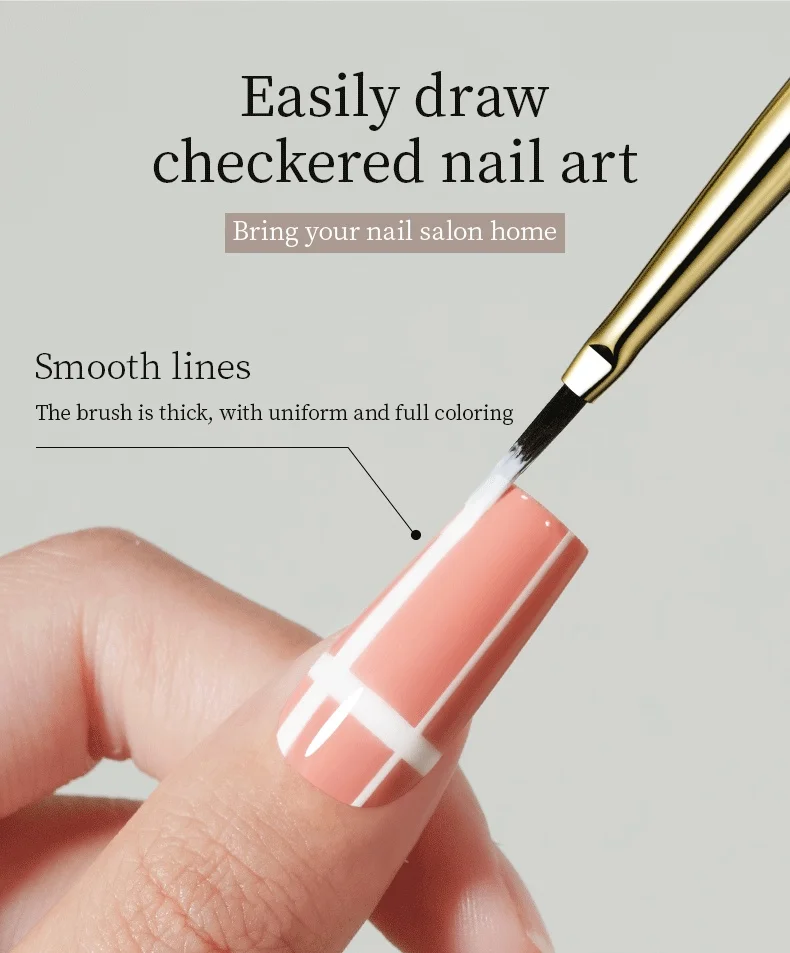 1/2/5-teiliges französisches Plaid-Nagelkunst-Pinselset, ultrafeiner Liner-Flachpinsel für Gittermuster, UV-Gel, French-Tip, Ombre, Salon, Heim-DIY – Detail 3