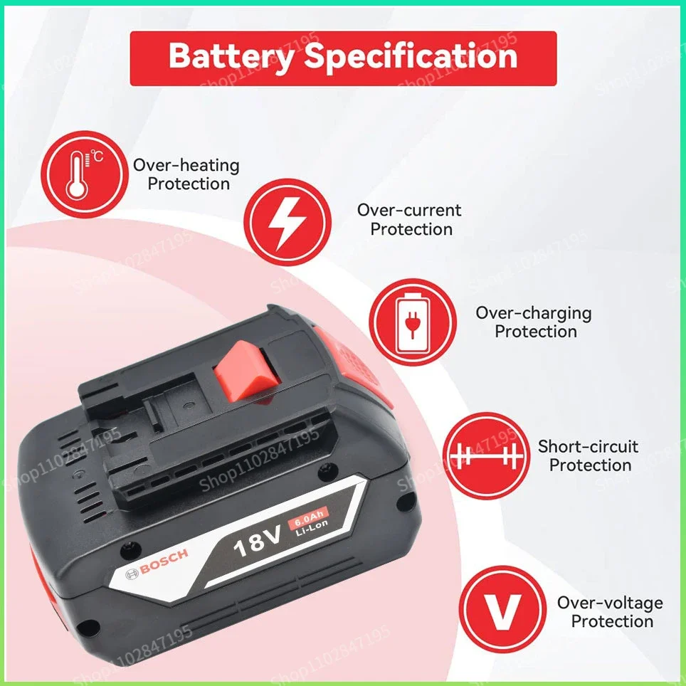 BOSCH 18V Original Lithium Battery BOSCH Battery Pack 6.0AH Original Tool Rechargeable Battery 5.0AH 4.0AH 3.0AH