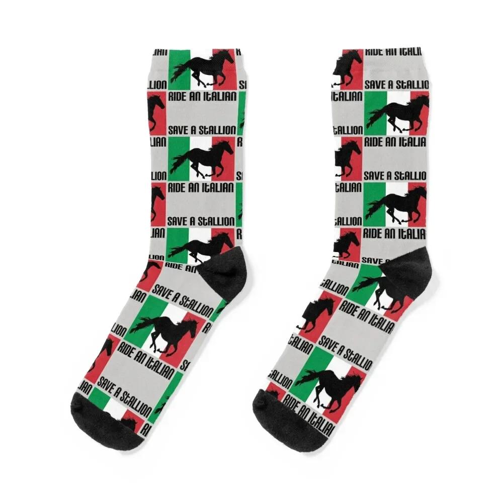 

Save a Stallion Ride an Italian Flag Funny Italian Heritage Quote Socks ankle floral Socks Woman Men's