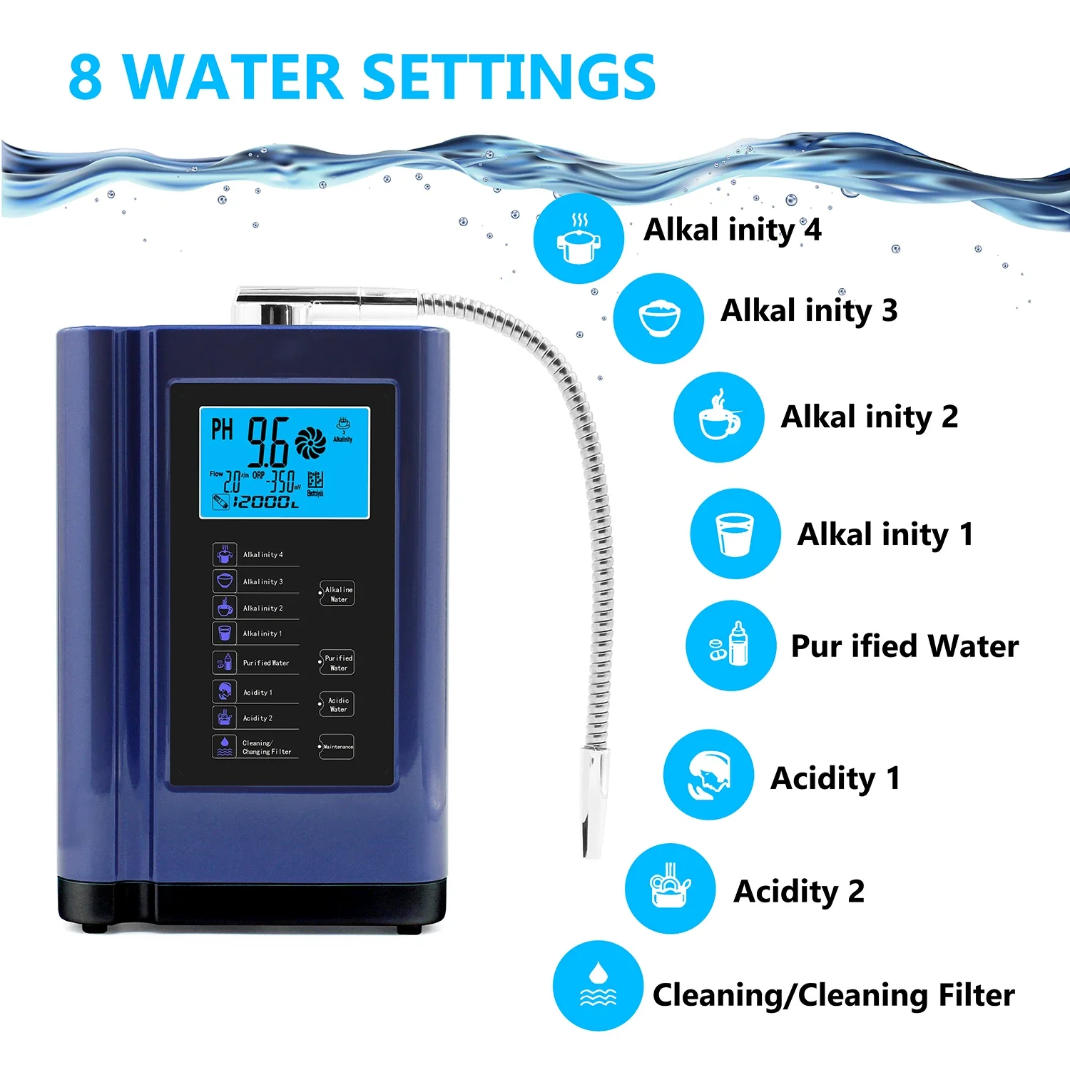 high - tech 7 plates portable electrolysis kangen alkaline water ionizer