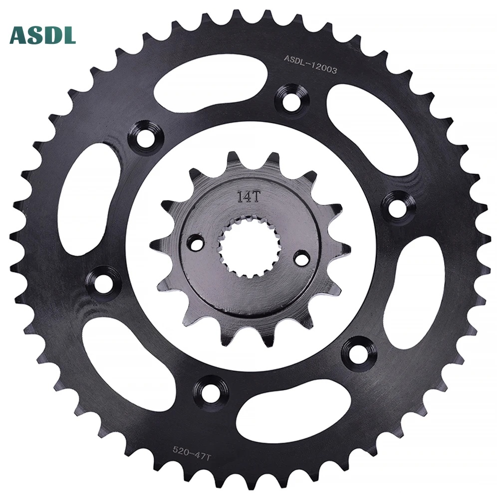 520 47T 14T Motorcycle Front and Rear Sprockets Sets XR400 RT RV RW RX RY R-1 R-2 R-3 R-4 1999-2004 520 chain 47 teeth 520-14T