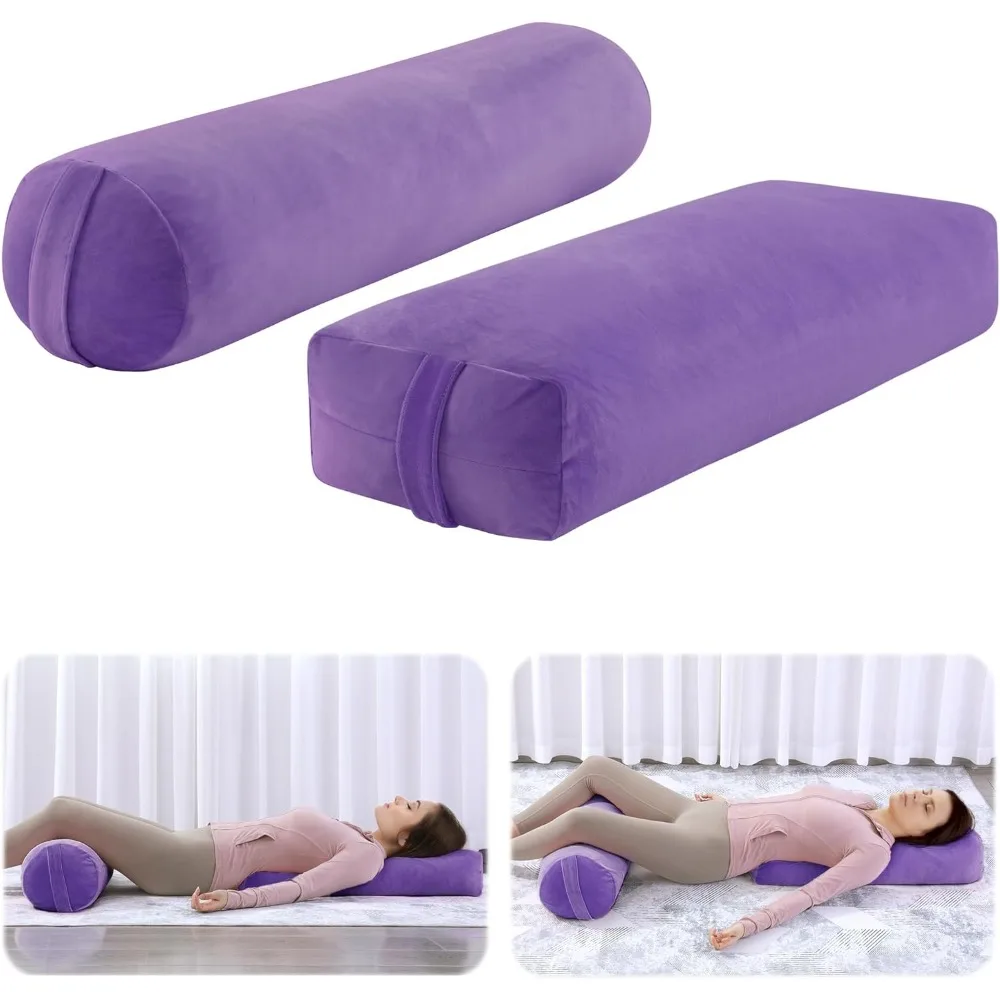 Cylinder Meditation Pillow Set with Carrying Handles, Supportive Cushion for Exercise Workout Stretching Meditation