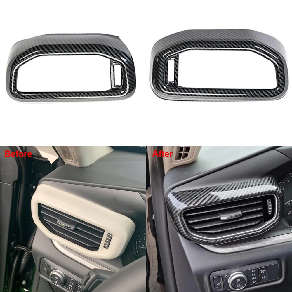 2Pcs Carbon Fiber Front Side Air Outlet Vent Cover Trim Air Conditioning Dashboard Vent Cover Trim For Ford Explorer 2020-2021