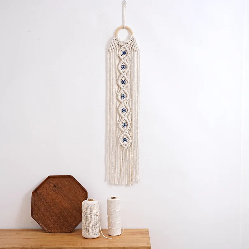 Macrame appeso a parete con occhio fortunato arazzo intrecciato in cotone turco malocchio per la decorazione domestica decorazione della camera da