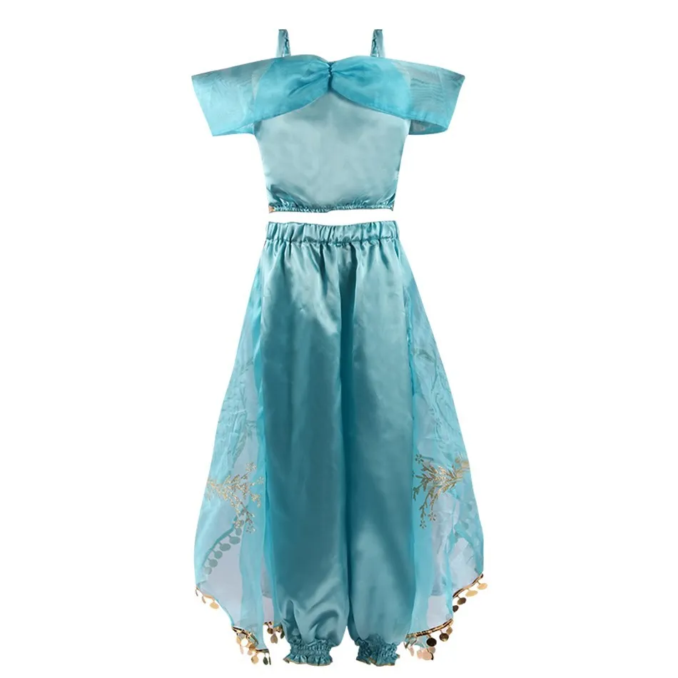 Girls Jasmine Costume Arabian Princess Dress Kids Birthday Party Christmas Fancy Dress Baby Jasmine Cosplay Clothes 3-10 Years