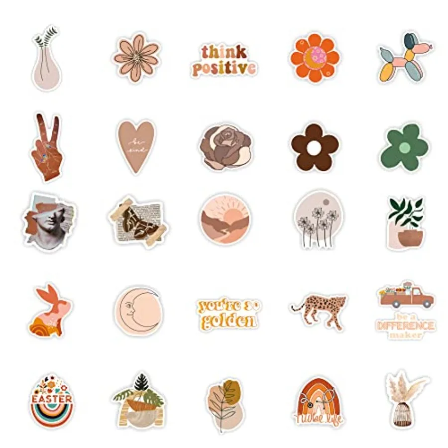 Vintage Aesthetic Stickers 50 Pcs, Vinyl Waterproof Stickers for Water Bottles Laptop Phone Computer Guitar 1 view 3